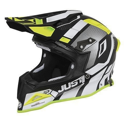 Just1 J12 Motocross Helm Vektor Weiß / Fluor Gelb / Carbon