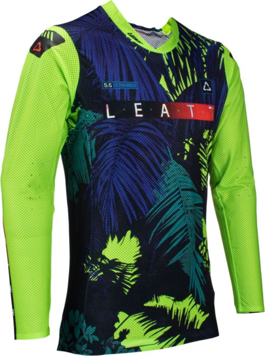 Leatt 2024 Moto 5.5 UltraWeld Crossshirt Jungle Zwart / Groen / Blauw