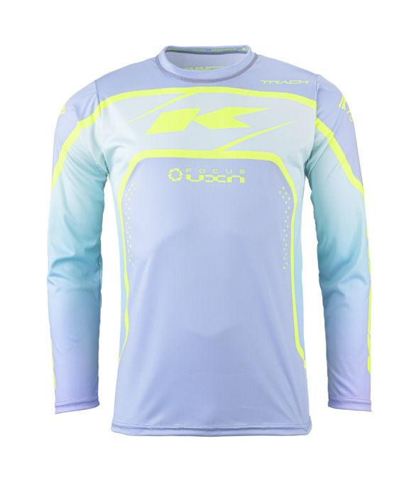 Kenny 2025 Track Focus Jeugd Crossshirt Grijs / Fluor Geel