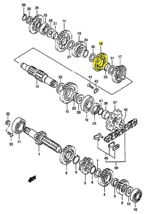 	 OEM Versnellingsbak Tandwiel Suzuki RM250 1996-2008 3e Versnelling (23 tanden)