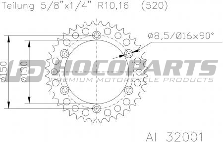 Esjot Aluminium Achtertandwiel Yamaha YZ125 1999-2017 YZ250 1999-2017 YZ250F 2001-2017 YZ426F 2000-2002 YZ450F 2003-2017 WR250F 2001-2017 WR400F 1999-2000 WR426F 2001-2002 WR450F 2003-2017