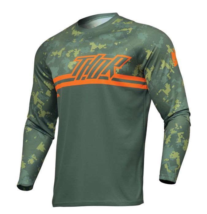 Thor 2024 Sector Digi Camo Jeugd Crossshirt Groen / Camo