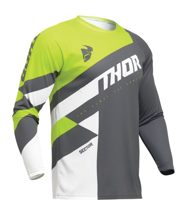 Thor 2024 Sector Checker Jeugd Crossshirt Antraciet / Fluor Geel