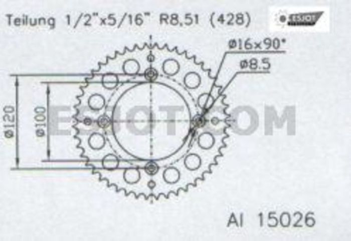 Esjot Stalen Achtertandwiel Suzuki RM80 1996-2001 RM85 2002-2017 Yamaha YZ80 1984-2001 YZ85 2002-2017 48 tanden