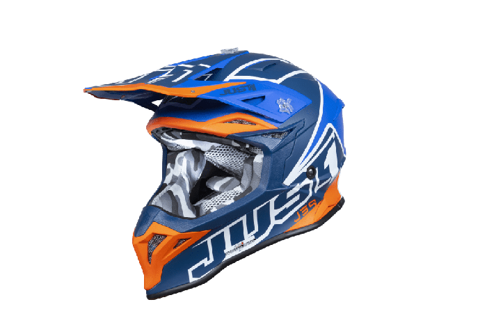 Just1 2023 J-39 Thruster Crosshelm Wit / Fluor Oranje / Blauw