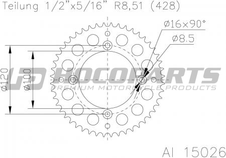 Esjot Aluminium Achtertandwiel Suzuki RM80 1984-2001 RM85 2001-2014 Yamaha YZ80 1993-2001 YZ85 2002-2017