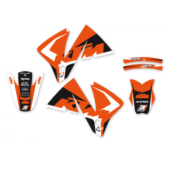 Blackbird Racing Stickerset Dream 4 met Buddyovertrek KTM EXC125 EXC200 EXC250 EXC300 EXC400 EXC520 2001-2002 EXC380 2001