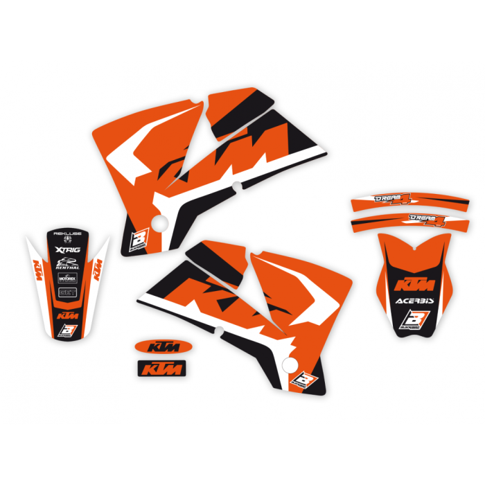 Blackbird Racing Dekor Kit Dream 4 mit Sitzbankbezug KTM EXC125 EXC200 EXC250 EXC300 EXC400 EXC525 EXC-F450 SX200 SX525 SXF450 SXF505 2003-2004 SX125 SX250 2001-2004 SX380 SX520 2001-2002