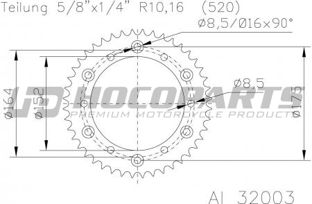 Esjot Aluminium Achtertandwiel Yamaha YZ125 1987-1996 YZ250 1987-1996