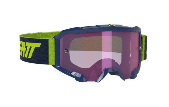 Leatt 2021 Crossbril Velocity 4.5 Inktblauw / Lime (Linse Iriz Paars)