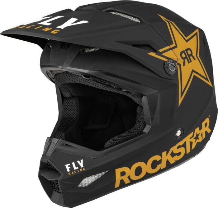 Fly Racing 2024 Kinetic Rockstar Crosshelm Rockstar Zwart / Goud