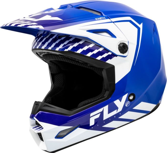 Fly Racing 2024 Kinetic Menace Crosshelm Blauw / Wit