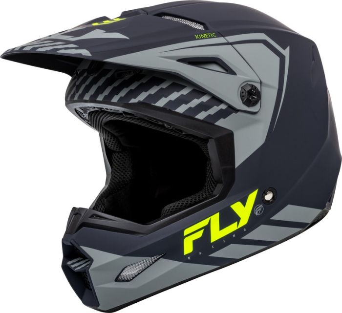 Fly Racing 2024 Kinetic Menace Crosshelm Mat Grijs / Fluor Geel