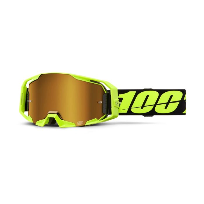 100% Armatic Crossbril Fluor Geel (Lens: Spiegel Goud)