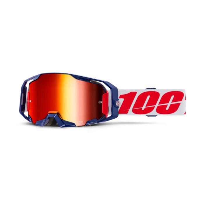 100% Armatic  Mach Z Crossbril Blauw / Wit / Rood (Lens: Spiegel Rood)