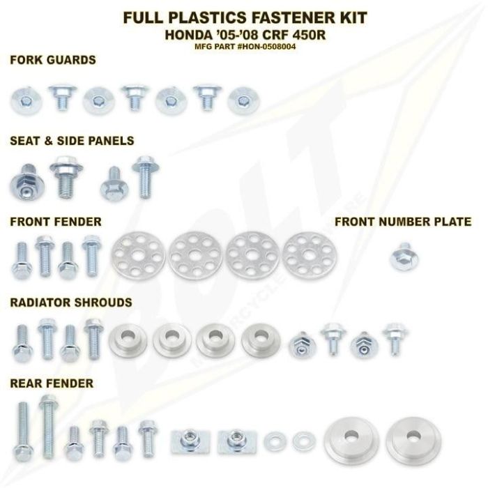 Bolt Full Plastic Boutset Honda CRF450R 2005-2008