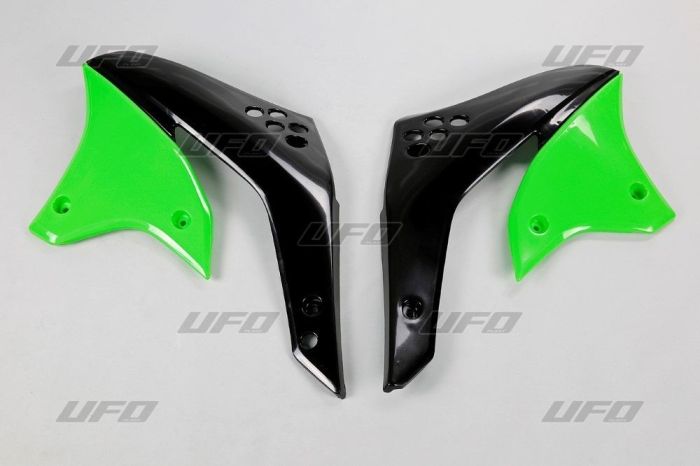 UFO Radiateurkappen Kawasaki KX450F 2006-2008 Zwart / Groen (OEM 2006)