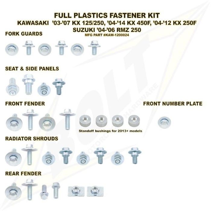 Bolt Full Plastic Boutset Kawasaki KX 2004-.. / KX250F 2004-2015 / KX450F 2006-2015