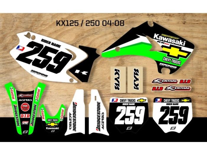 Zeronine Stickerset Retro Chevy Trucks Kawasaki KX125 KX250 2004-2008