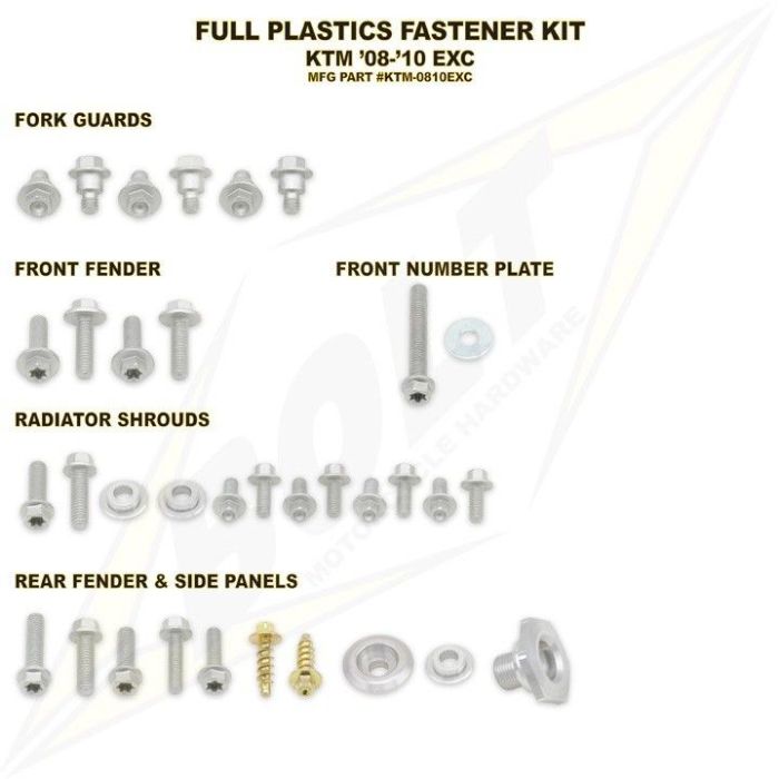 Bolt Full Plastic Boutset KTM EXC 2008-2010