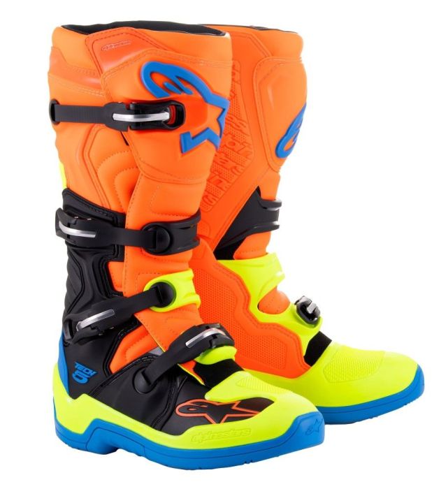 Alpinestars 2023 Tech 5 Crosslaarzen Fluor Oranje / Blauw / Fluor Geel