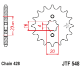 JT Racing Voortandwiel 13 tanden Yamaha TTR125 2000-2021