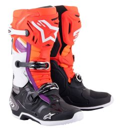 Alpinestars Tech 10 Crosslaarzen Zwart / Fluor Rood / Fluor Oranje / Wit