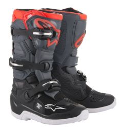 Alpinestars Tech 7S Jeugd Crosslaarzen Zwart / Donker Grijs / Fluor Rood 