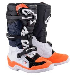 Alpinestars Jeugd Tech 7S Crosslaarzen Zwart / Wit / Fluor Oranje 