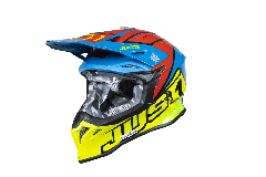 Just1 2023 J-39 Thruster Crosshelm Fluor Geel / Rood / Blauw maat XS