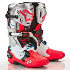 Alpinestars Tech 10 Crosslaarzen Limited Edition Vision Zwart / Wit / Zilver / Fluor Rood