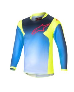 Alpinestars 2024 Racer Hoen Jeugd Crossshirt Fluor Geel / Blauw / Navy maat XXS