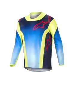 Alpinestars 2024 Racer Hoen Jeugd Crossshirt Fluor Geel / Blauw / Navy